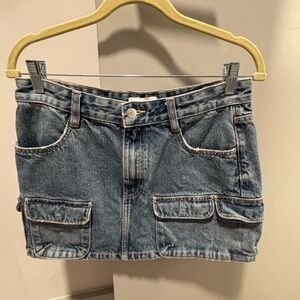 Denim Mini Skirt with Pockets